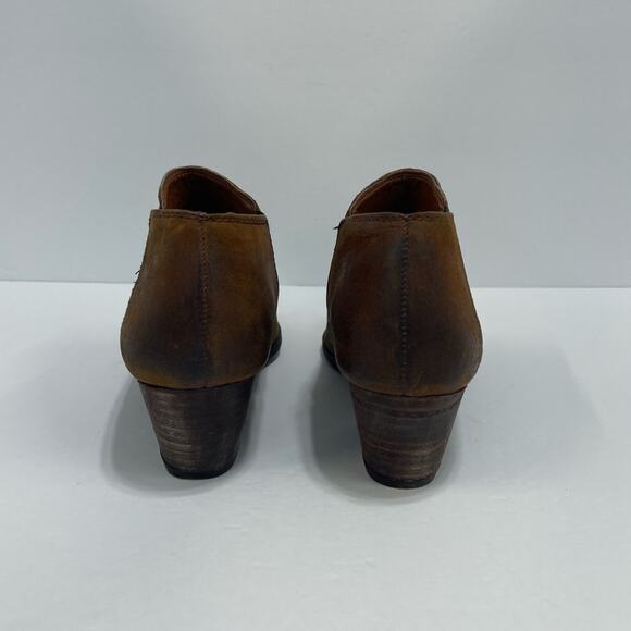 Franco Sarto Gemina Brown Leather Ankle Booties Women’s 8.5 Round Toe Fall Boots - Picture 8 of 11